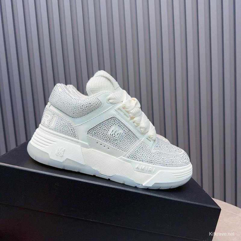 2024 Unisex Amiri White Mesh Leather Sneakers MJ00410