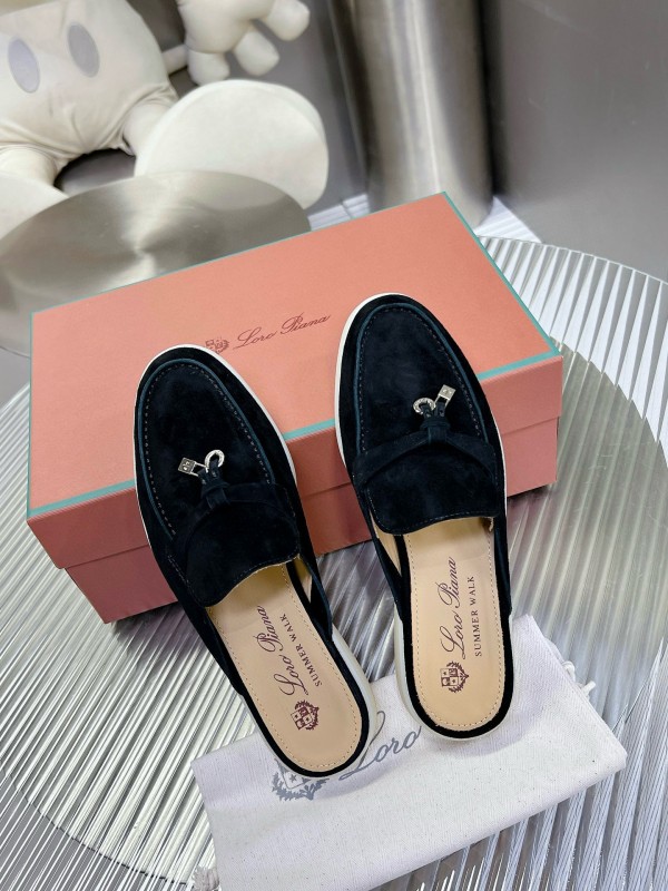 2024 Slippers LP Black Suede Loafers