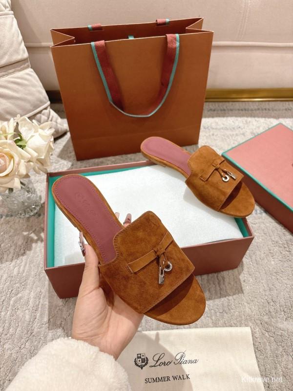 2025 LP Brown Suede Slippers