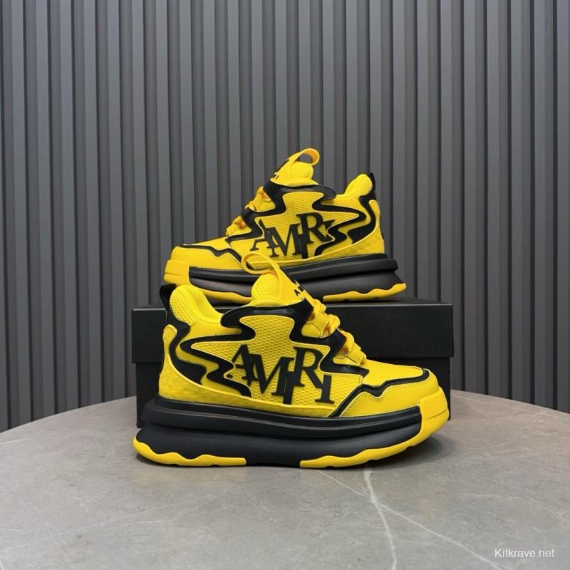 2024 Unisex Amiri Yellow Black Leather Sneakers MJ00410