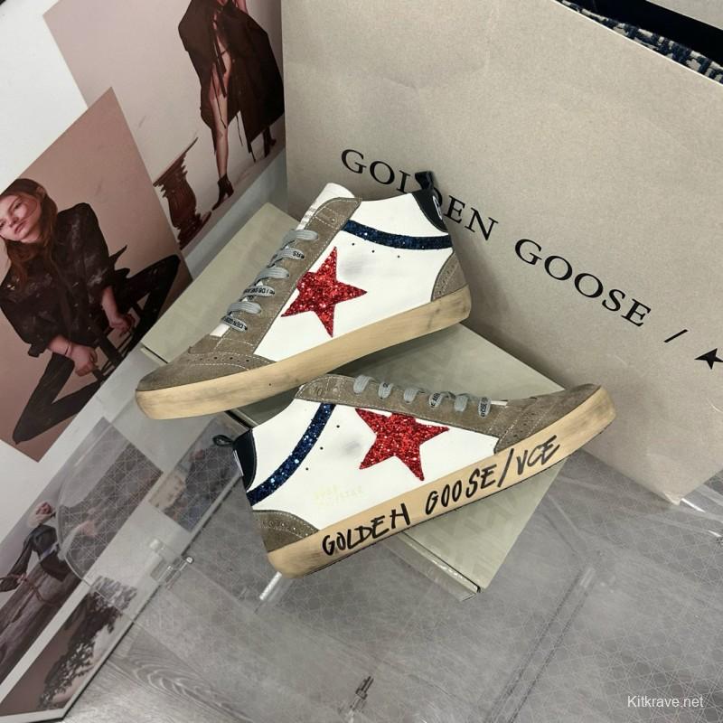 2024 Unisex GGDB White Red Glitter Suede Leather Sneakers MJ00300