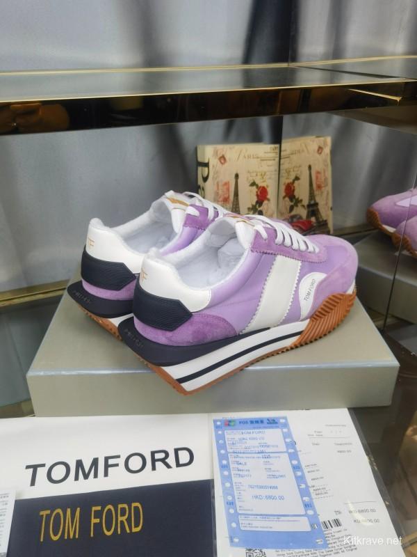 2025 Unisex TOM FORD Purple White Suede Leather Sneakers LY00360(F)/LY00370(M)