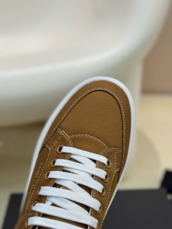 2024 Unisex Yves Saint Laurent Brown Canvas Leather Casual Sneakers