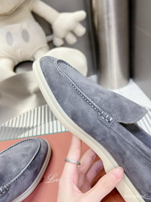 2024 Unisex Le Parmentier Grey Suede Loafers MJ00270