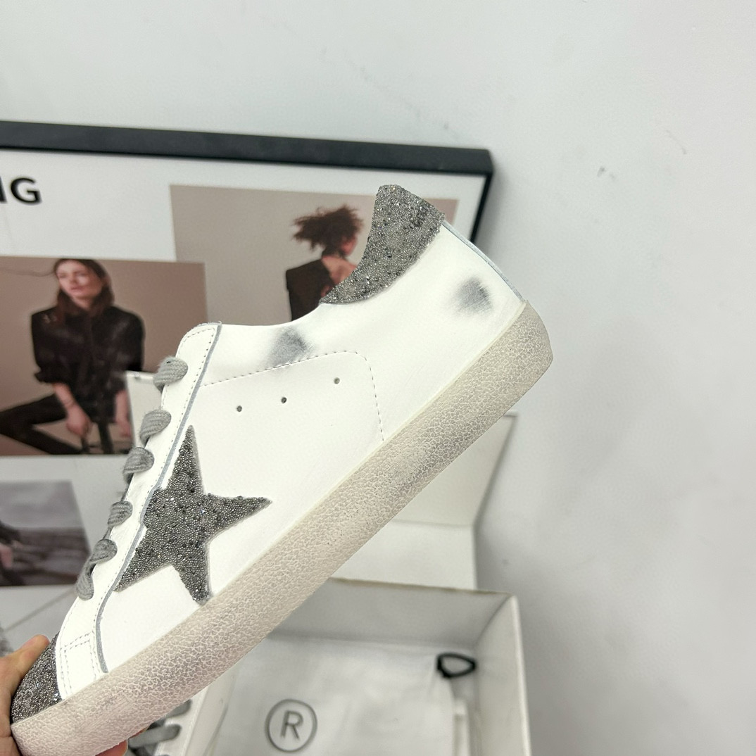 2025 Women GGDB White Grey Leather Suede Sneakers LY00360