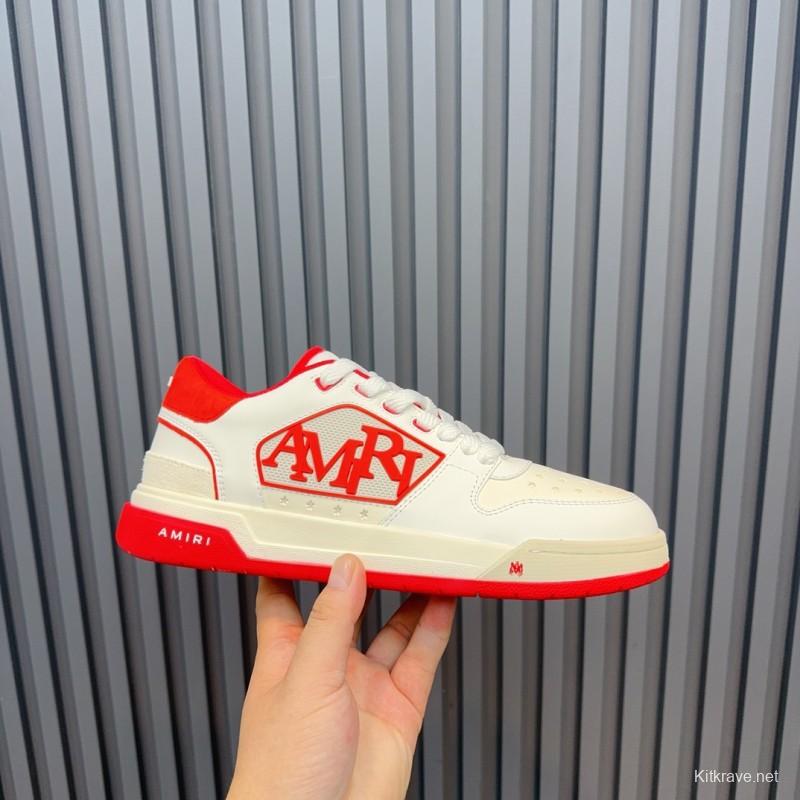 2025 Unisex Amiri White Red Leather Sneakers MJ00360