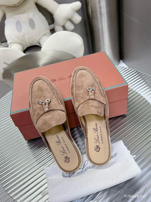 2024 Slippers LP beige suede Half Drag MJ00270