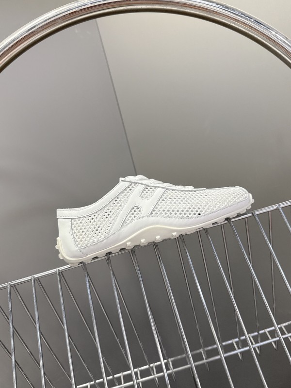 2025 Women Hermès White Leather Mesh Sneakers KFY00250