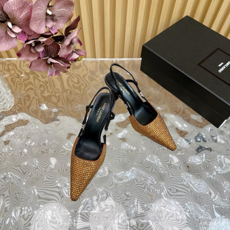 2024 Women Yves Saint Laurent Brown Leather High Heels