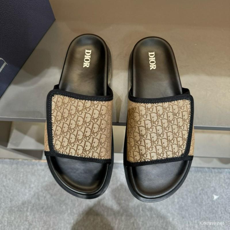 2024 Dior beige black canvas slippers MJ00180