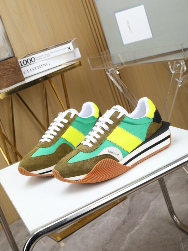 2025 Unisex TOM FORD Green Yellow Suede Nylon Sneakers LY00360(F)/LY00370(M)