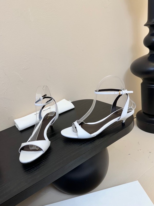 2025 Women The Row White Leather Sandals