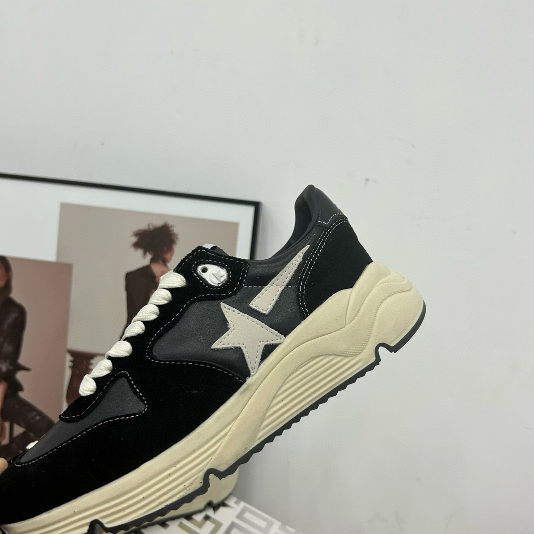 2024 Women GGDB Black White Leather Suede Sneakers