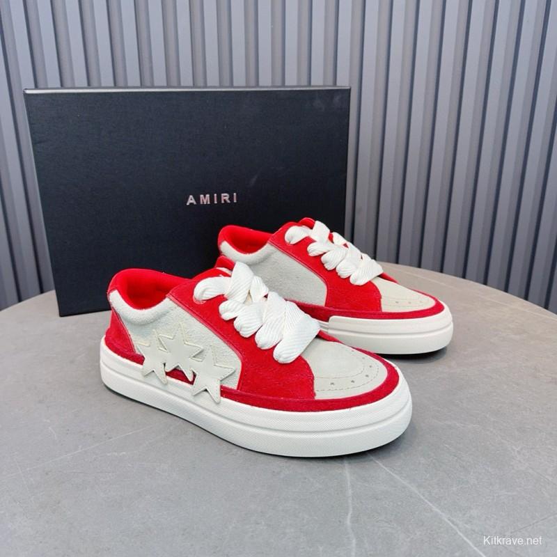 2024 Unisex Amiri Red White Canvas Sneakers MJ00300
