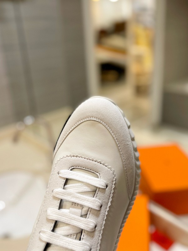 2024 Unisex Hermès white black leather sneakers