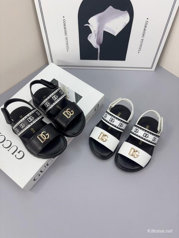 2025 Kids Dolce & Gabbana Black White Leather Sandals