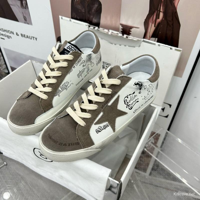 2025 Unisex GGDB White Grey Suede Calf Leather Sneakers