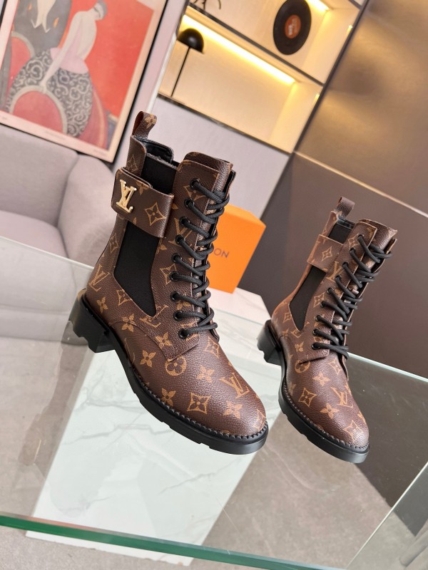 2024 Women Louis Vuitton Brown Leather Boots MJ00320