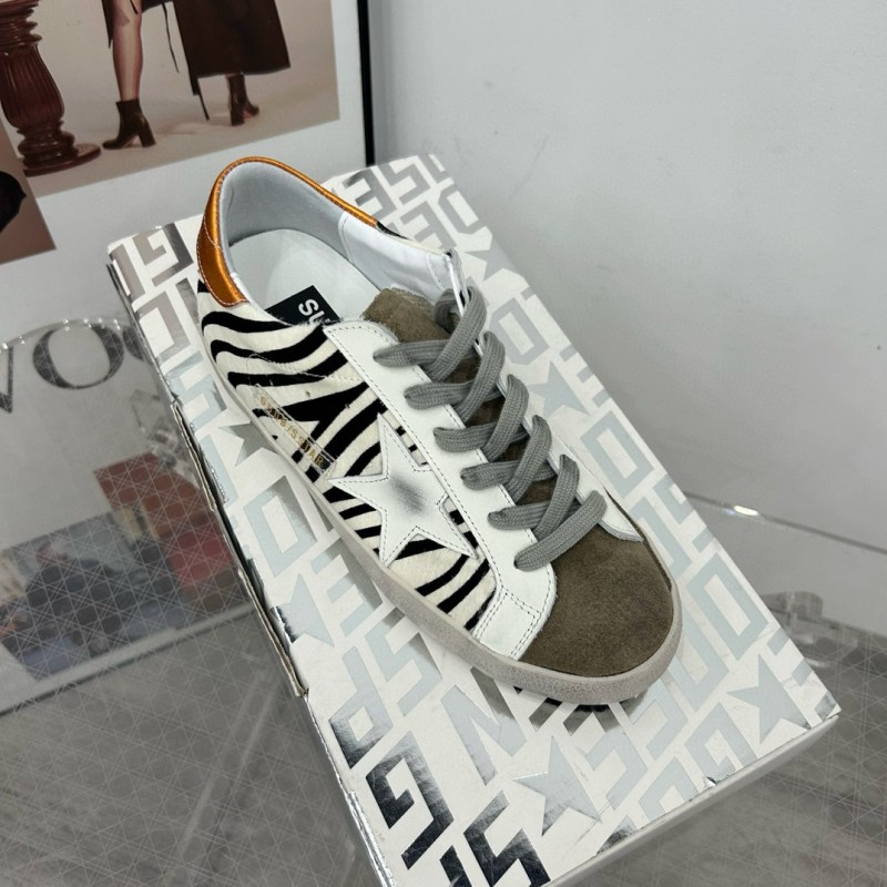 2025 Women GGDB White Black Zebra Leather Suede Sneakers