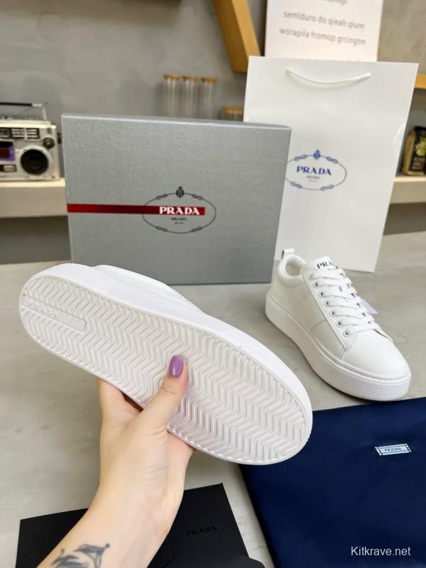 2024 Unisex Prada White Leather Sneakers MJ00310