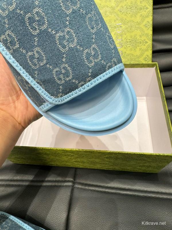 2024 Gucci blue fabric slippers MJ00200