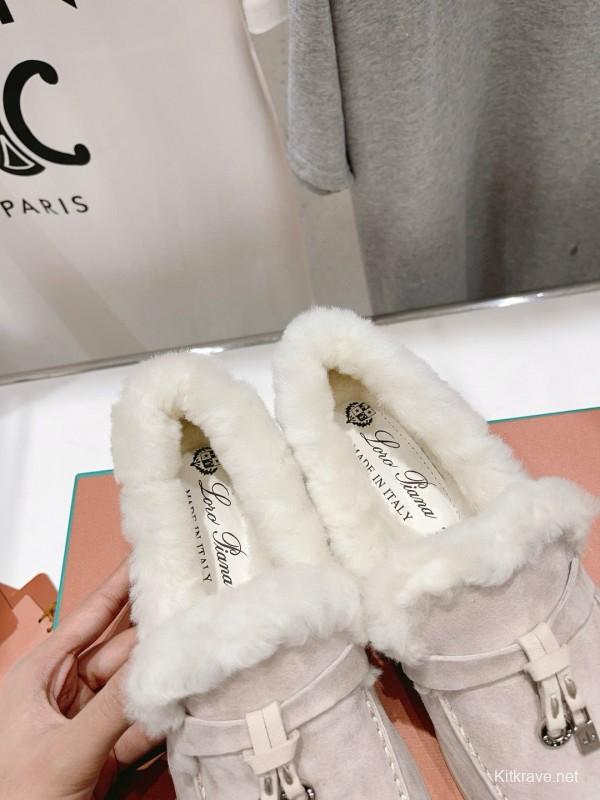 2024 Women LP white suede shearling loafers MJ00300F