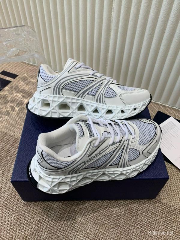 2024 Unisex Dior Beige Grey White Leather Mesh Sneakers MJ00400