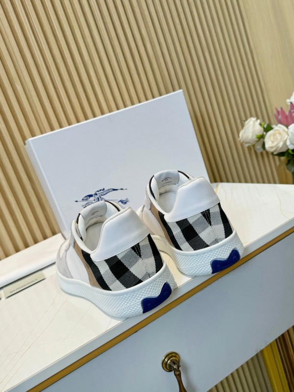 2024 Men Burberry White Beige Classic Cotton Casual Shoes MJ00320