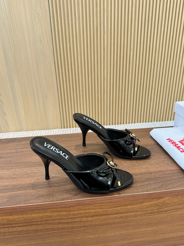 2025 Women VERSACE Black Leather High Heel LY00210