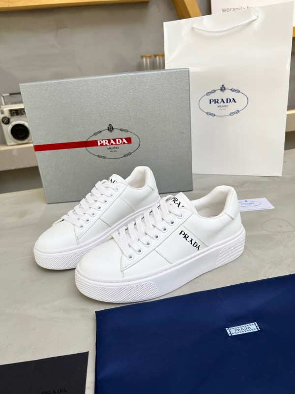 2024 Unisex Prada White Leather Sneakers MJ00310