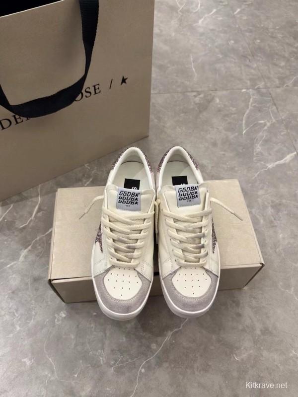 2024 Unisex GGDB White Pink Glitter Leather Suede Low Top Sneakers