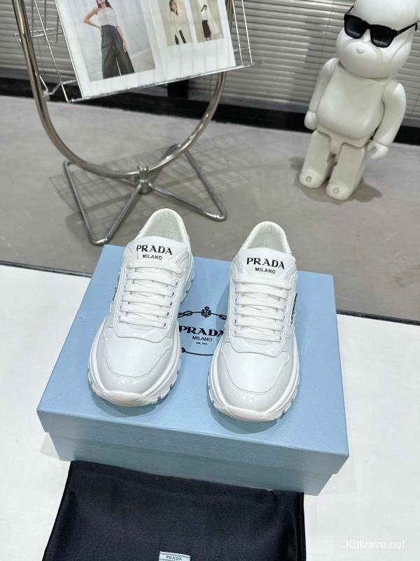2025 Men Prada White Leather Sneakers KFY00310