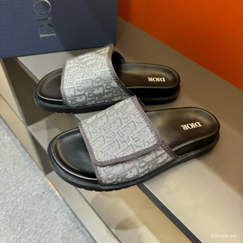 2024 Slippers Dior gray fabric Slippers MJ00180