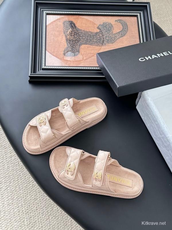 2025 Women Chanel Beige Leather Sandals LY00310