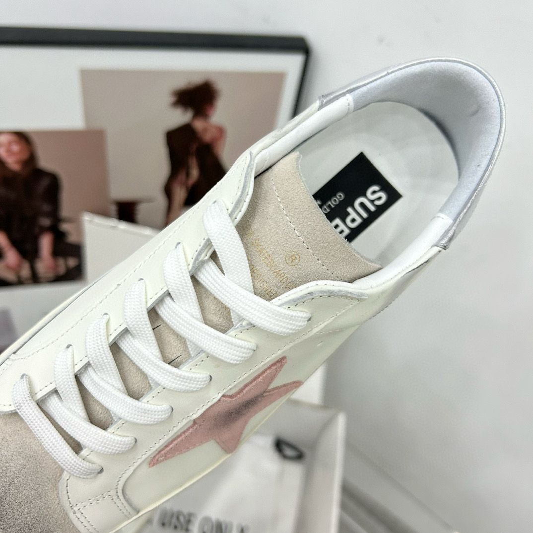 2025 Women GGDB White Pink Leather Sneakers