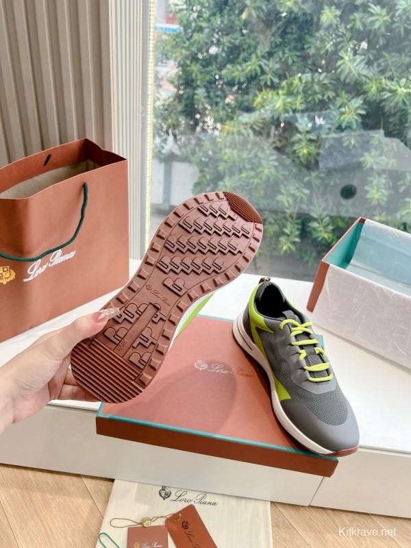 2024 Unisex Le Parmentier Grey Green Knit Sneakers