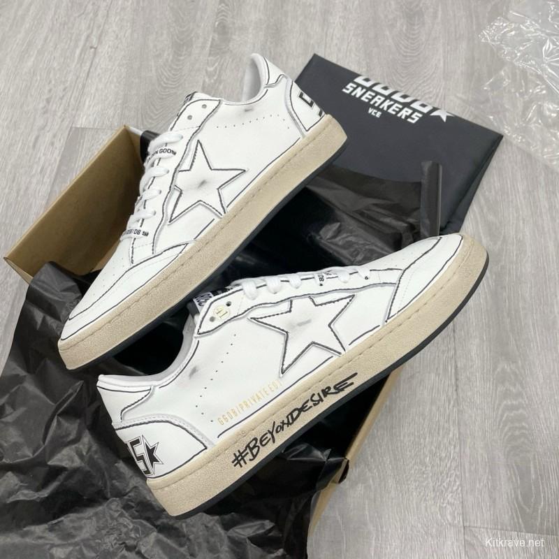 2024 Unisex GGDB White Black Leather Sneakers