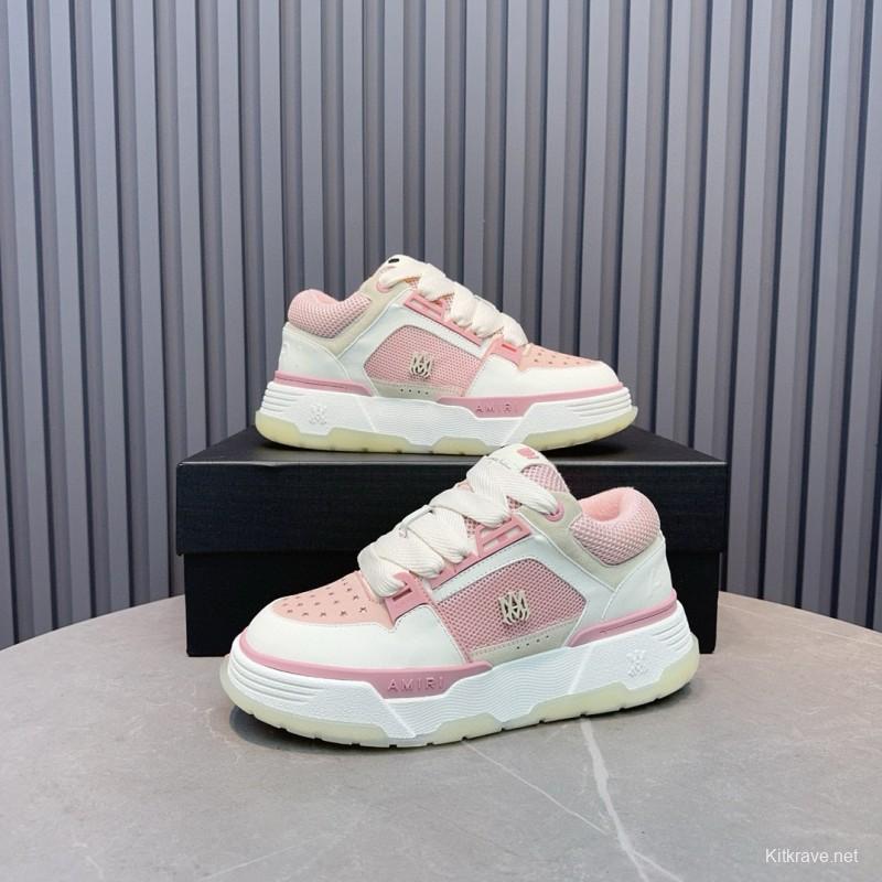 2024 Women Amiri Pink White Leather Mesh Sneakers MJ00360
