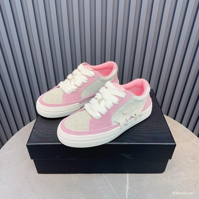 2024 Women Amiri Pink White Canvas Sneakers MJ00300