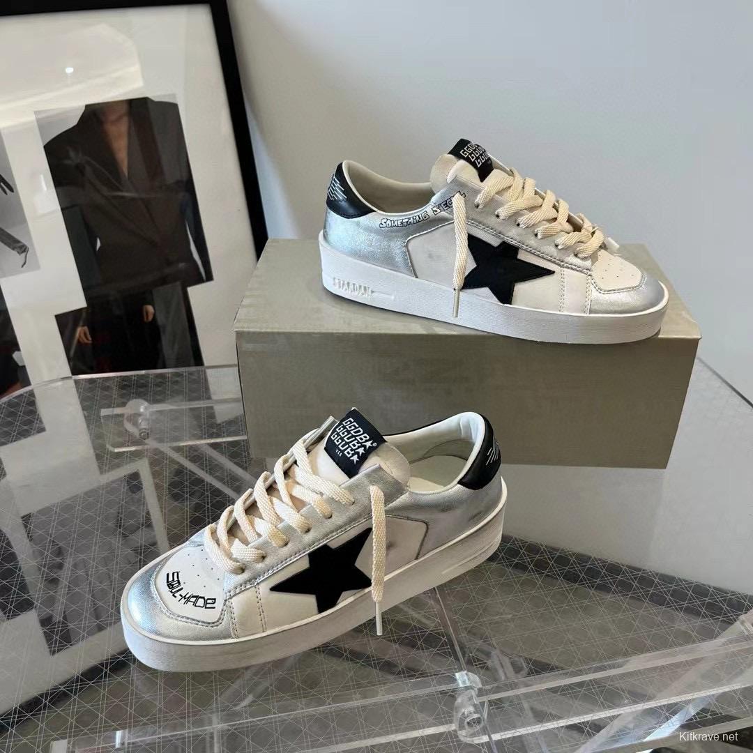 2024 Unisex GGDB White Silver Leather Sneakers MJ00260