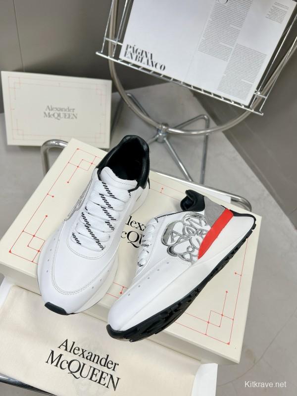 2024 Unisex Alexander McQueen White Black Grey Red Leather Sheepskin Sneakers MJ00370