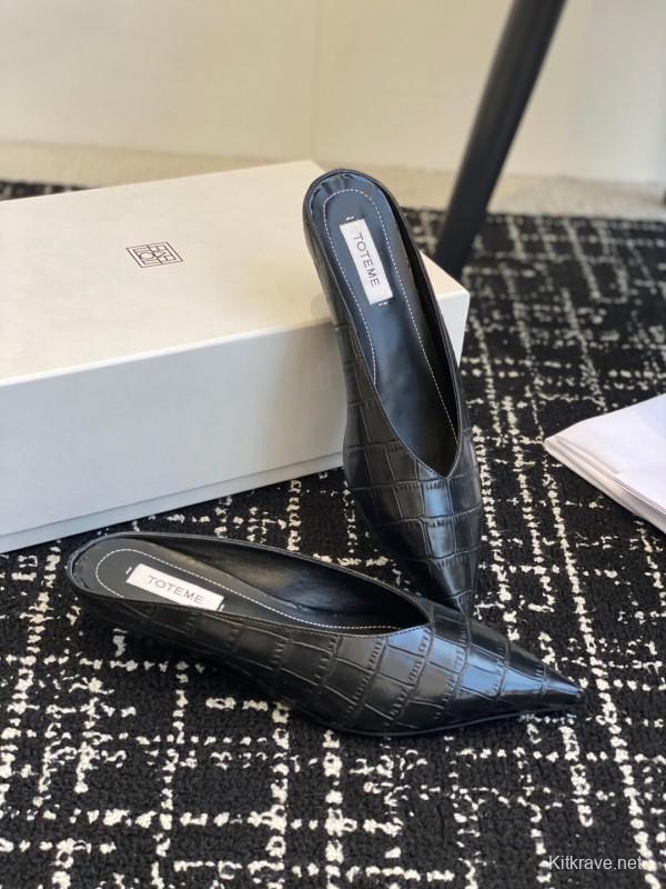 2025 Women Toteme Black Leather Mules