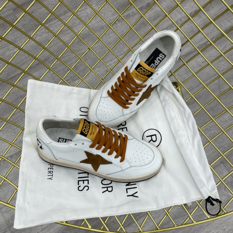 2024 Unisex GGDB White Brown Leather Sneakers MJ00260