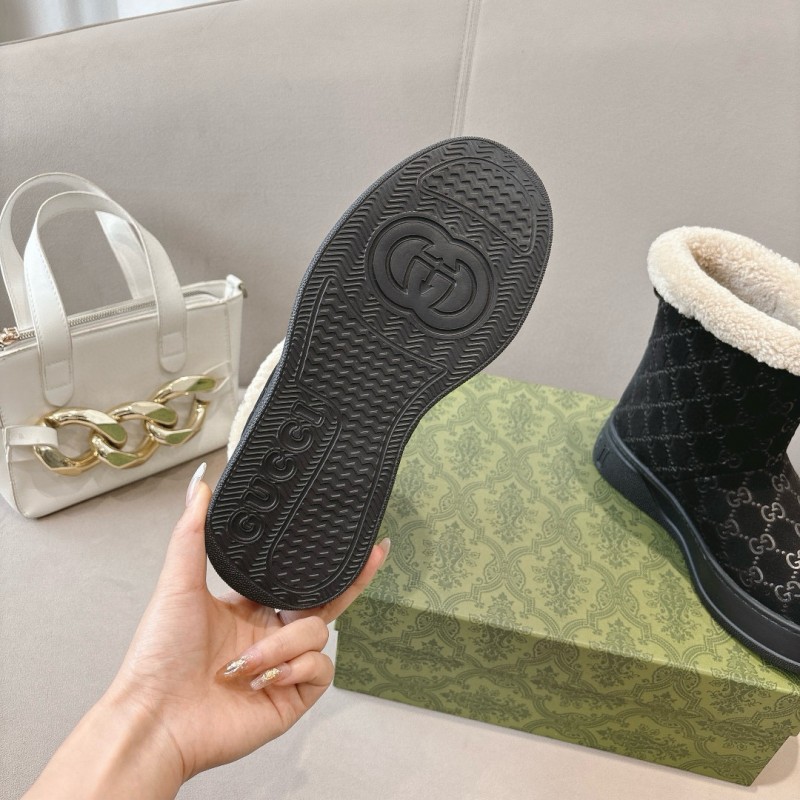 2024 Women Gucci Black Suede Wool Snow Boots MJ00350