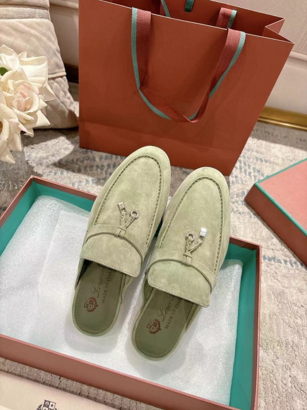 2025 Women LP Light Green Suede Loafers LY00000