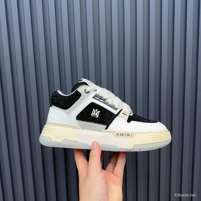 2024 Unisex Amiri Black White Leather Sneakers MJ00410