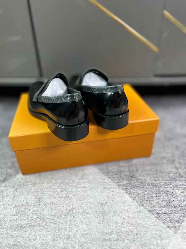 2024 Men Louis Vuitton Black Leather Formal Shoes MJ00290