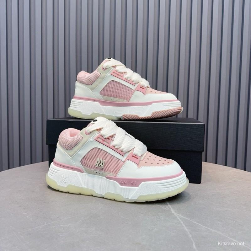 2024 Women Amiri Pink White Leather Mesh Sneakers MJ00360