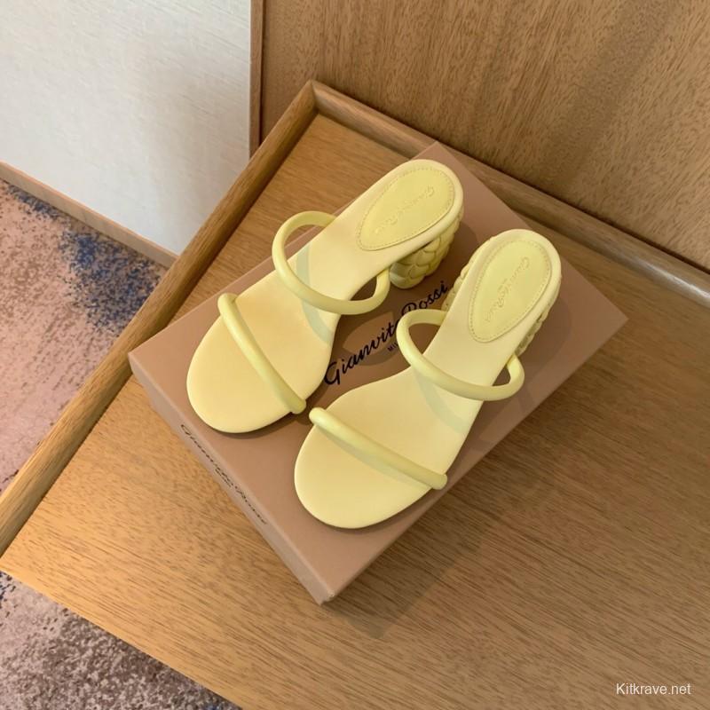 2025 Women Gianvito Rossi Yellow Leather Sandals