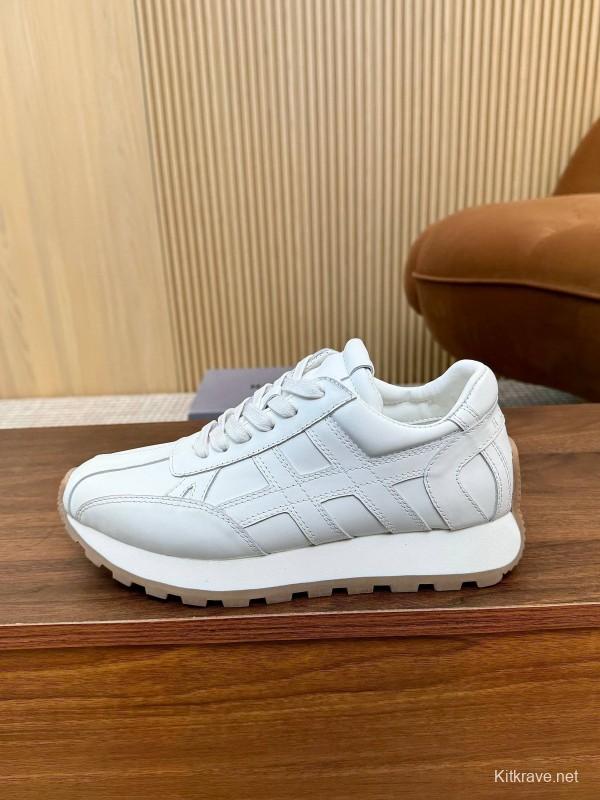 2025 Unisex HOGAN White Leather Suede Sneakers H671